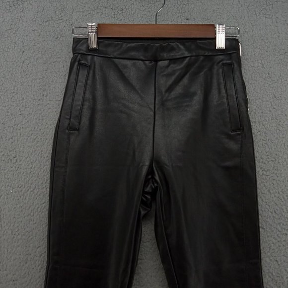 Miss‎ Selfridge Pants Womens 4 Black Faux Leather Petite Skinny Glam NWT - Picture 2 of 11